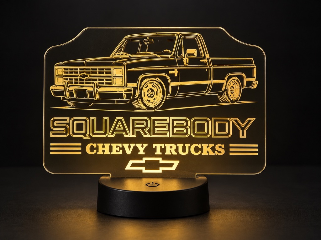 LED-skylt med motiv av Chevrolet Squarebody